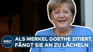 ANGELA MERKEL IN GRIECHENLAND: Gleich am Anfang ihrer Rede zitiert die Kanzlerin Goethe und lächelt