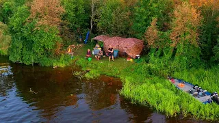 Трёхдневная рыбалка с ночёвками на реке. Гитара у костра. Донки, резинки, готовка на костре. Природа