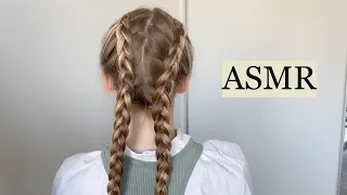 ASMR Dutch Braiding My Friend's Hair 🤍 (brushing, spraying, styling, scratching, no talking)