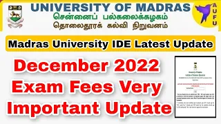 Madras University IDE Dec 2022 Examination Important Update 👍