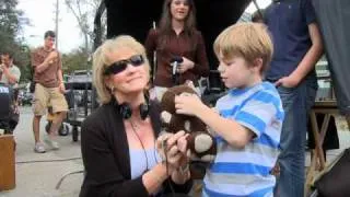 Karen Kingsbury with Joey (Maxwell Perry Cotton) on set of Like Dandelion Dust