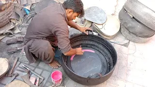 Let's Convert Old Tyre Into Water Tub - Rrecycling