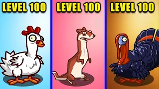 PVZ 2 - All Plants Max Level vs Chicken & Ice Weasel & Turkey Zombie Level 100