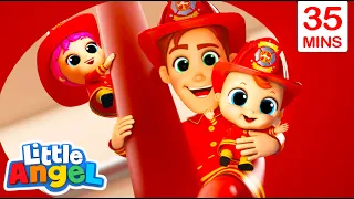 Fire Station Fun + 35 Minutes of Job and Career Songs | Little Angel Nursery Rhymes for Kids