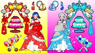 Muñecas De Papel DIY| Disfraces Mariquita Novia Vs Elsa Novia | Woa Barbie Colombia