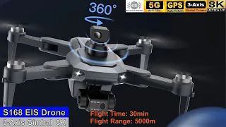 S168 Obstacle Avoidance 3-Axis Gimbal EIS 8K Long Range Brushless Drone – Just Released !