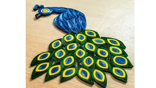 Quilling paper Peacock－Quilling diy paper wall art－how to make quilling bird mayur ⚫Umculii