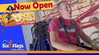 Wonder Woman Flight of Courage | POV Front Row | Six Flags Magic Mountain