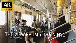 ⁴ᴷ⁶⁰ Ride 7 train Subway NYC |  View from 7 train NYC Subway to Grand Central station, Manhattan