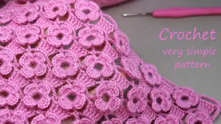 Легкий ЦВЕТОЧНЫЙ УЗОР всего 2 ряда!!! ВЯЗАНИЕ ДЛЯ НАЧИНАЮЩИХ   EASY Beautiful Flower Pattern Crochet