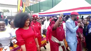 H.E PRESIDENT BOBI WINE AND WIFE ARRIVE AT NUP HEADQUARTERS TO CELEBRATE WOMEN'S DAY