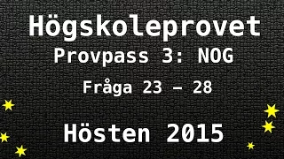 Högskoleprovet 2015 Hösten Lösningar Pass 3 NOG Kvantitativa Matte