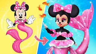 Minnie e Mickey Mouse se Tornaram Sereias / 35 LOL OMG DIYs