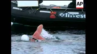 Man swims at North Pole