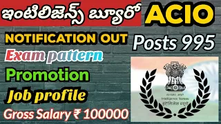 IB ACIO Notification 2023 in telugu l 995 vacancies l Salary l Promotion l Age limit l Job Profile l