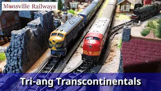 1950's/1960's Transcontinental Classics on the Vintage Tri-ang Series 3 Model Railway.