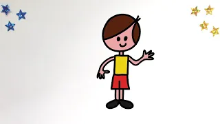 How to draw a BOY - Easy tutorial for Kids Toddlers Preschoolers