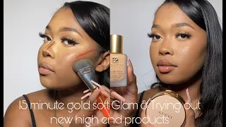 15 Minute Gold Soft Glam + Trying out New High End Makeup