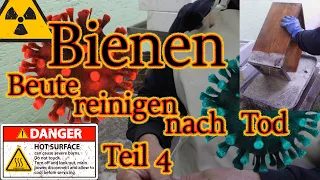 Beuten Reinigen. Nach dem Tod vom Bienenvolk Bienenbehausung reinigen, Ätznatron Bienen.