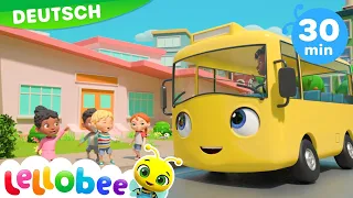 10 kleine Busse 123 | Kinderlieder und Cartoons | Lellobee | Moonbug Kids Deutsch