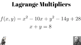 Lagrange Multipliers Minimize f(x, y) = x^2 - 10x + y^2 - 14y + 28 subject to x + y = 8