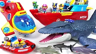 Jurassic World 2 huge sea dinosaur Mosasaurus appeared! Paw Patrol! Save the minions! - DuDuPopTOY