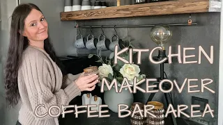 KITCHEN MAKEOVER – COFFEE BAR AREA ✨ Easy DIY Floating Shelves ✨