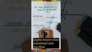 Angles formed when transversal cuts two ll lines #shorts #maths #youtubeshorts