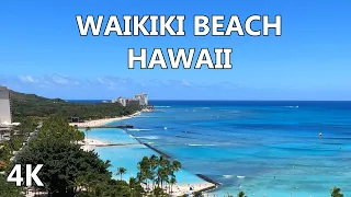 Waikiki Beach Meditation with ocean waves sound - No Loop - Honolulu Hawaii Virtual Travel - 2022