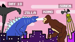 GODZILLA vs KONG vs SIREN HEAD vs DAY 18 - JustJoeKing Animations