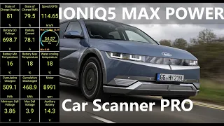 ⚡️Hyundai IONIQ 5 72kWh RWD max power 📱 Car Scanner ELM OBD2 app