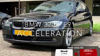 220HP BMW 320d E90 STOCK VS STAGE 1 TUNED ACCELERATION - BERKPerformance DPF - EGR OFF