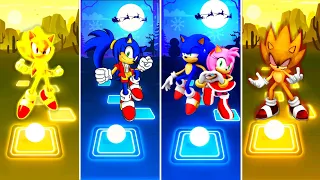 Super Sonic 🆚 Sonic Girl 🆚 Sonic love Amy Rose 🆚 Super Sonic Exe | Tiles Hop Sonic Team