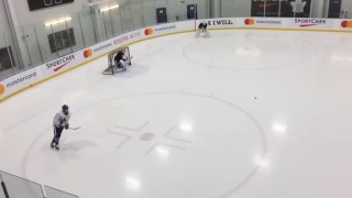 Auston Matthews, Mitch Marner, William Nylander working on shootouts in practice - February 11, 2017