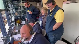 Michigan play-by-play voice Doug Karsch hands final call of Ohio State game to Jim Brandstatter