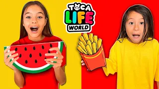 Comendo Tudo De Uma COR SÓ Por UM DIA INTEIRO - Toca Life World |Compilação!