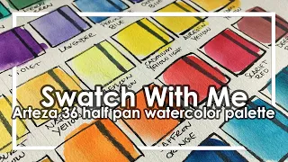 Arteza 36 half pan watercolor set swatches