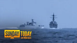 Chinese warship has close call with U.S. destroyer in Taiwan Strait