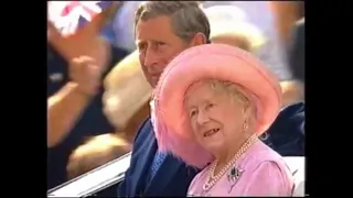 Queen Mother & Prince Charles Arrive To Her 100th Birthday Parade