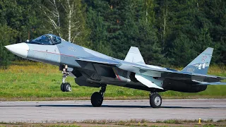 Su -57 PAKFA- landing with parachute