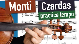 Monti Czardas CLOSE UP practice tempo 1. Part Allegro Vivace | Violin Sheet Music | Piano Accomp.