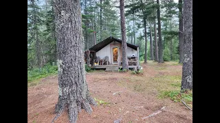 THE TENT. The Backwoods Cabin. Fixing the chimney. A night at The Tent. Fishing. Campfire cooking.