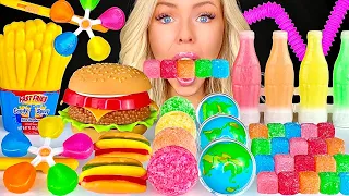 ASMR SOUR CANDY, WARHEADS CUBES, SOUR SPRAY, WAX CANDY, EARTH GUMMY, RAINBOW DESSERTS MUKBANG 먹방