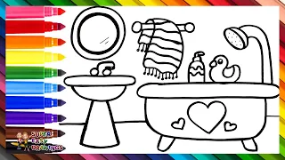Drawing and Coloring a Rainbow Bathroom 🛁🧴🌈 Drawings For Kids