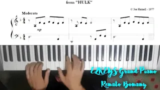 THE LONELY MAN - THEME from  HULK   (PIANO SCORE  SCROLLING/Partitura