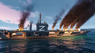 Russian Aircraft carrier with lots of technology Destroyed by Ukrainian Rocket Anti-Ship - ARMA 3