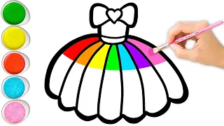 Drawing And Coloring Sparkly Rainbow Princess Dress