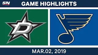 NHL Highlights | Stars vs. Blues – Mar 2, 2019