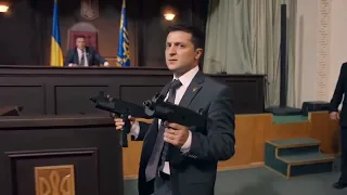 Zelensky Volodymir shooting guns in the parliament