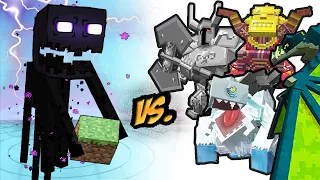 Enderman Titan Vs. Mowzie’s Mobs Monsters in Minecraft